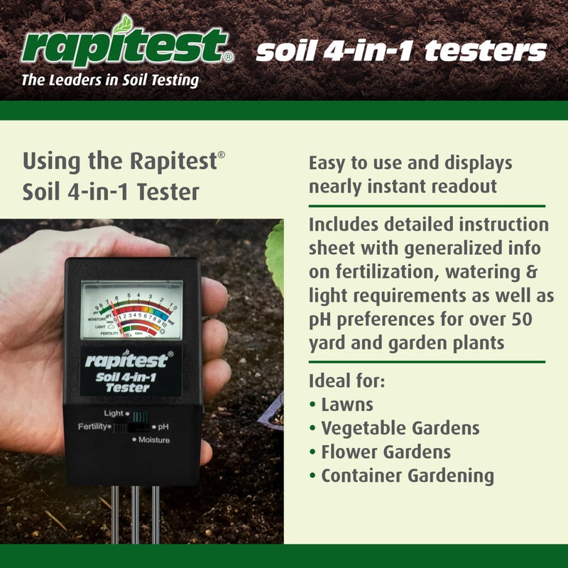 Luster Leaf 1818 Rapitest 4-in1 Soil pH/Moisture/Fertility/Light Tester, Fertility - Image 4
