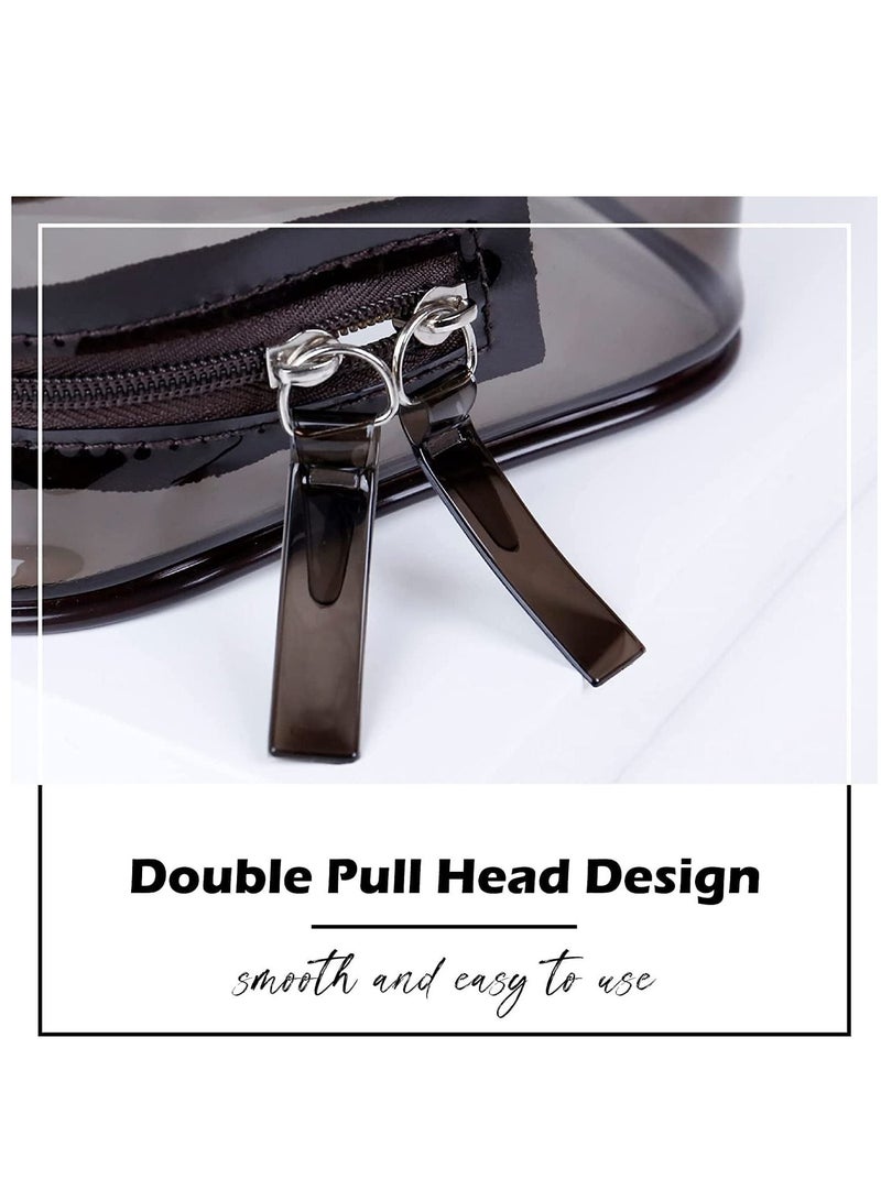 SYOSI حقائب مستحضرات تجميل مقاومة للماء من مادة PVC شفافة بسحاب حقيبة أدوات الزينة مع حزام مقبض حقيبة مكياج شفافة محمولة للحمام والعطلات والتنظيم 5 قطع - Image 5