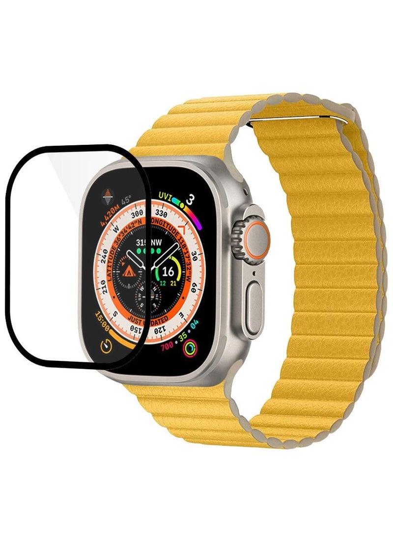 CATANES 2 Packs For Apple Watch Band 49mm Leather Loop Band Magnetic Watch Strap Wristband and 3D Screen Protector Yellow  - Image 3