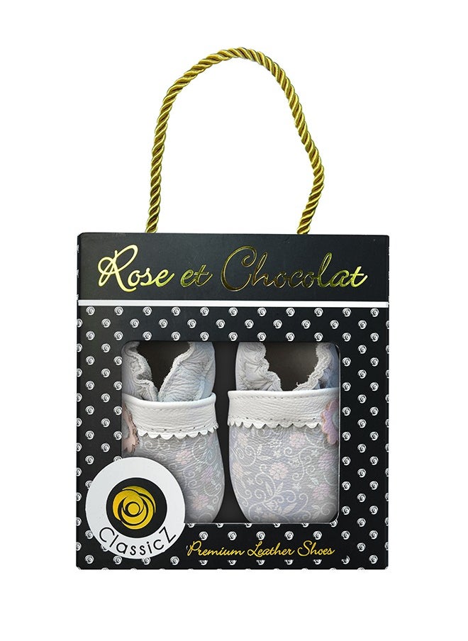 Rose et Chocolat - Baby Leather Shoes - Comfortable & Breathable Easy Slip On with Special Zipper - Hand or Machine Washable - Enhance Natural Foot Development - Classic Paisley Baby Shoe, Ideal for Gifting - Image 1