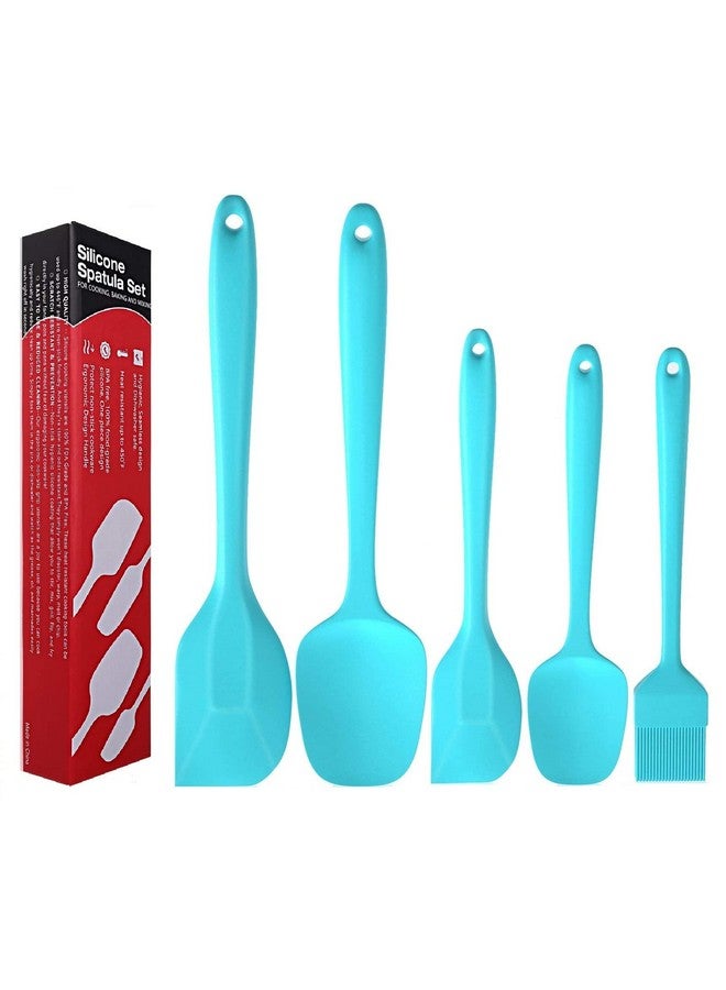 P-Plus International Silicone Spatula Set 5-Piece - 446F Heat-Resistant Baking Spoon Spatula - Seamless One-Piece Design- Non-Stick Silicone Stainless Steel Core (Spatula Set of 5 Blue) - Image 1