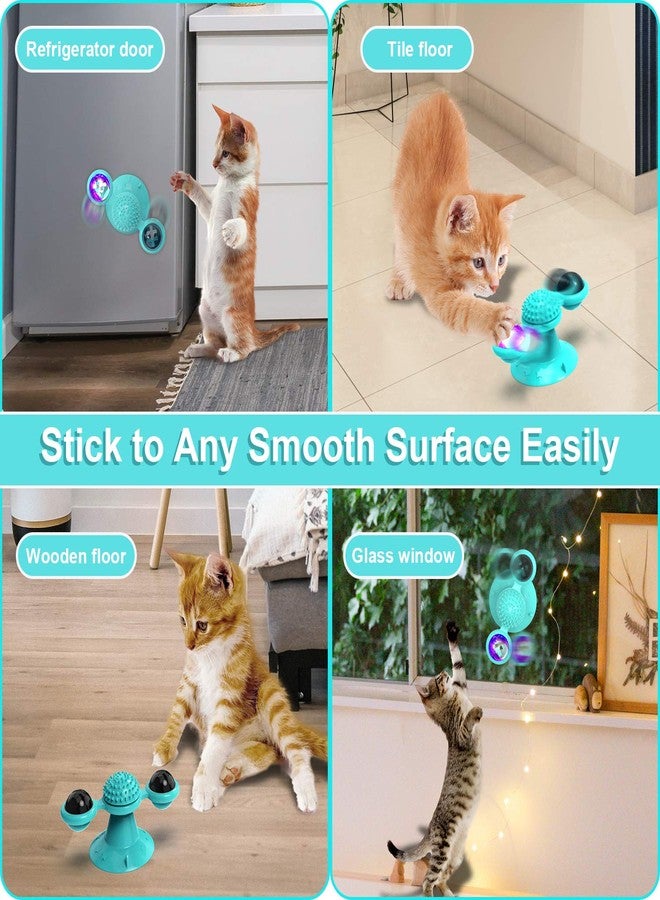 GBSYU Interactive Windmill Cat Toys with Catnip : Cat Toys for Indoor Cats Funny Kitten Toys with LED Light Ball Suction Cup‖Cat Nip Toy for Cat chew Exercise (Blue) - Image 4