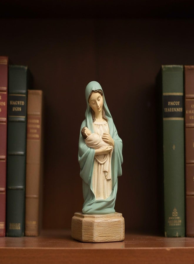 PlentifulHome Virgin Mary Holding Baby Jesus Statue, Soft Blue Catholic Resin Figurine, Mother and Child Devotional Sculpture for Home Altar, Prayer Room or Religious Gift, 5.91 Inch - Image 3