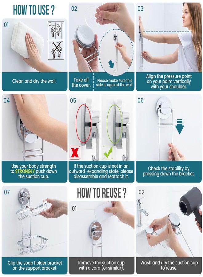 TAILI Soap Holder Soap Dish for Shower, Suction Cup Soap Holder for Shower Wall, Bathroom Accessories, Removable Strong Hold Soap Saver, Drill Free - Image 5
