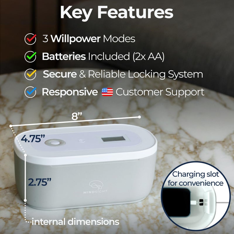Mindsight Timed Lock Box | Unplug from Phones, Video Games, Social Media, Snacks & Cravings | 3 Modes based on Willpower | Easy to Use | Out of Sight ~ Out of Mind | Boost Your Mental Wellness - Image 4
