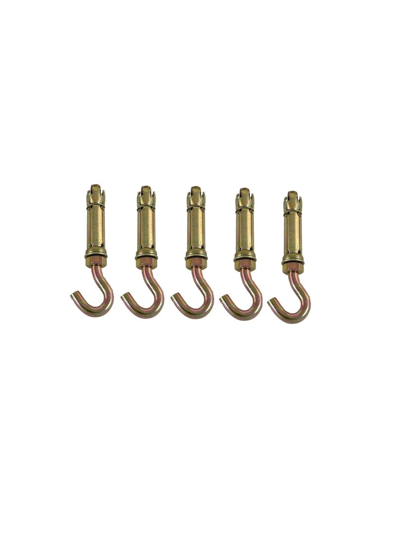 High Strength Metal Sleeve Shield Closed Hook/Eye Hook | Open Hook Anchor Bolt Pack of 5 (OPEN HOOK, 6 MM) - Image 1