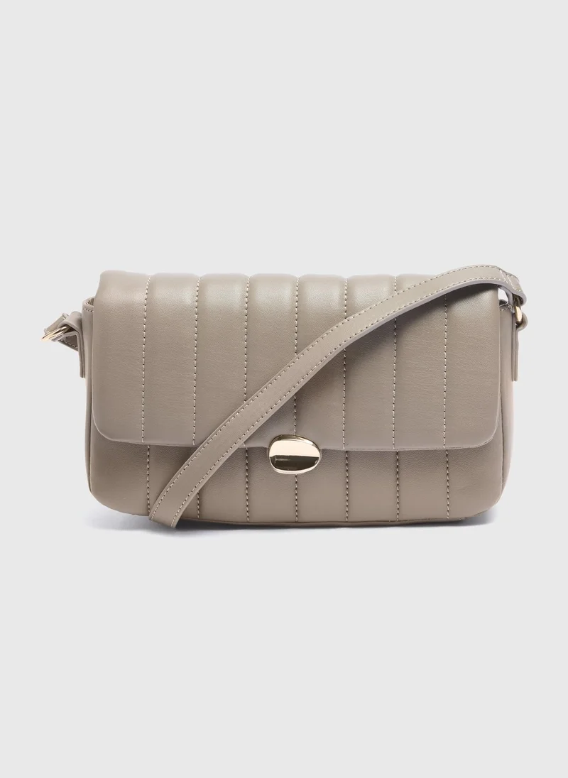 ماتلان Beige Quilt Shoulder Bag