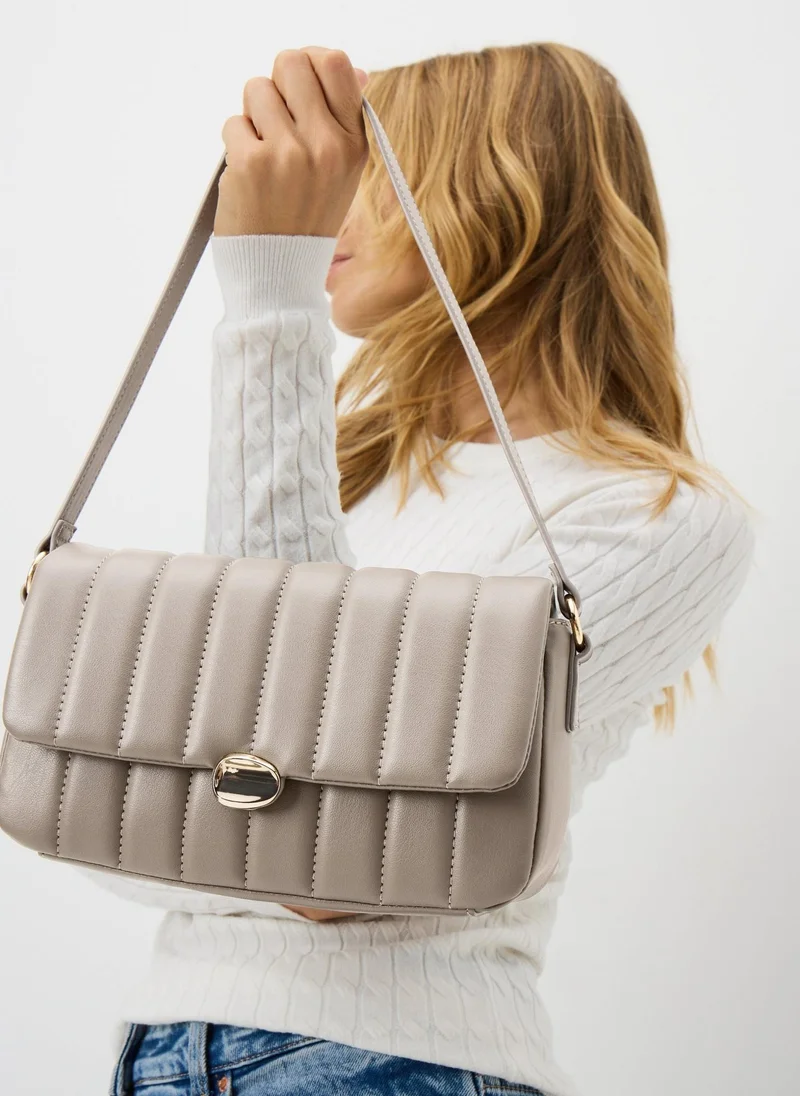 ماتلان Beige Quilt Shoulder Bag
