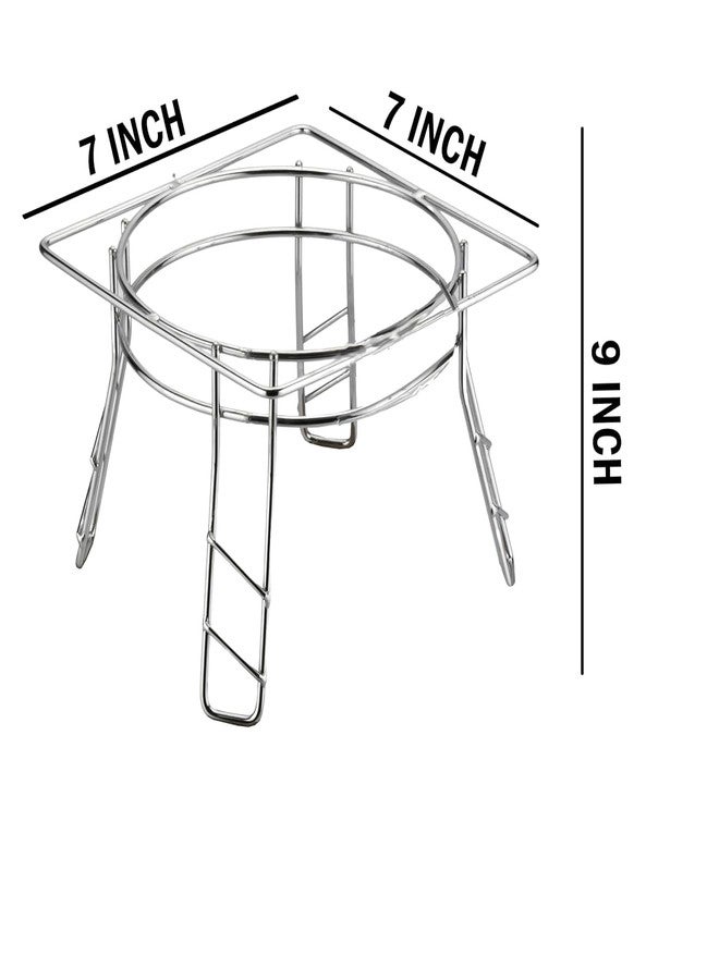 2heet Stainless Steel Matka Stand for Water Pot – Heavy-Duty Chrome Plated Plant Pot Stand for Kitchen, Balcony & Garden – 22cm Diameter, Rust-Proof - Image 2