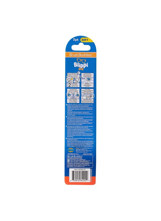 Brush Buddies - Brush Buddies Blippi Kids Toothbrushes, Manual Toothbrushes for Kids, Toothbrush for Toddlers 2-4 Years, Blippi Childrens Toothbrush, Soft Toothbrushes, 2PK - Image 1