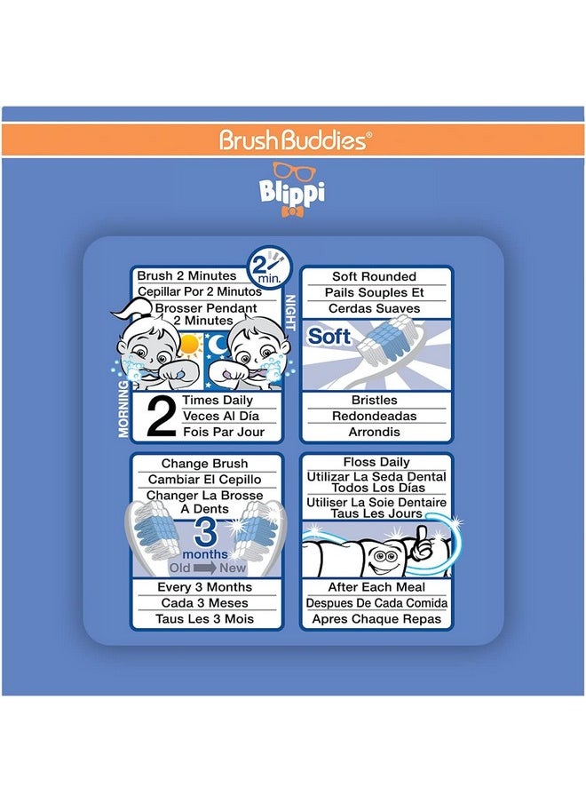 Brush Buddies - Brush Buddies Blippi Kids Toothbrushes, Manual Toothbrushes for Kids, Toothbrush for Toddlers 2-4 Years, Blippi Childrens Toothbrush, Soft Toothbrushes, 2PK - Image 1