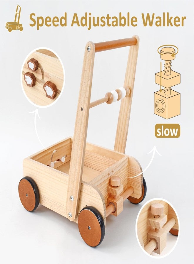 PairPear Wooden Baby Walker Push Toys,Adjustable Speed Nature Wood Push Walkers for Babies Learning to Walk,Toddler Push and Pull Toys Gift for Baby Girls and Boys 1-2 - Image 2