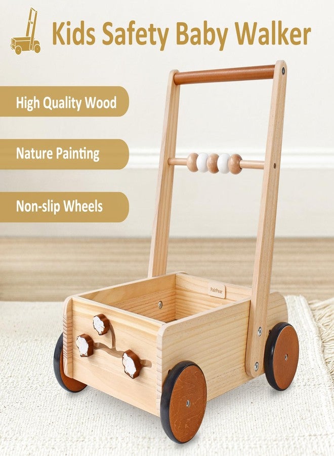 PairPear Wooden Baby Walker Push Toys,Adjustable Speed Nature Wood Push Walkers for Babies Learning to Walk,Toddler Push and Pull Toys Gift for Baby Girls and Boys 1-2 - Image 4