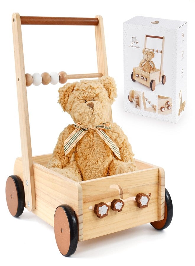 PairPear Wooden Baby Walker Push Toys,Adjustable Speed Nature Wood Push Walkers for Babies Learning to Walk,Toddler Push and Pull Toys Gift for Baby Girls and Boys 1-2 - Image 1