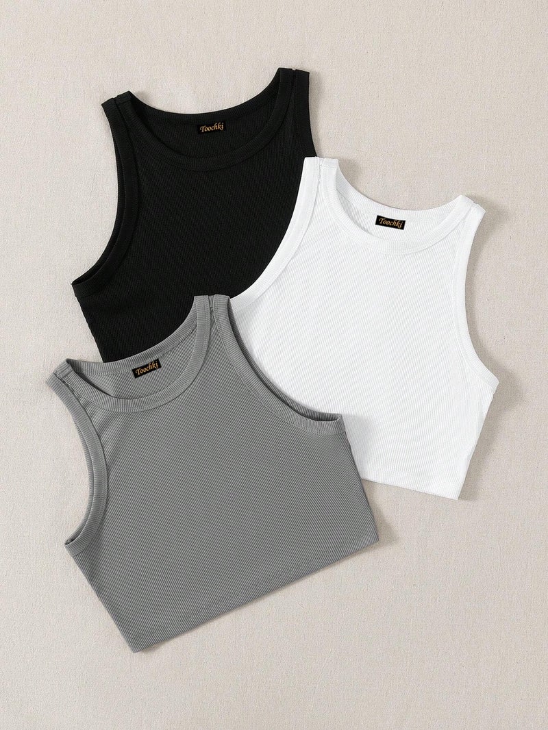 Toochki Top for Women | Spandex Crop Tops | Black White Beige Grey | Short | Western | Pack of 3 Combo - Image 4