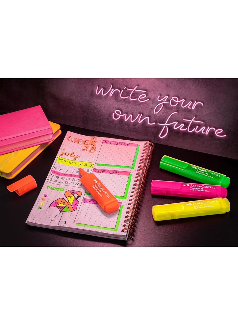 FABER-CASTELL 8-Pen Set Highlighter, Neon Colors, Durable Angled Tip, 1-5mm Line Width, Refillable - Image 2