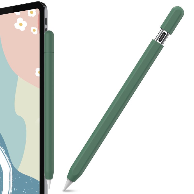 AhaStyle Silicone Case for Apple Pencil USBC 2023 Ultra Thin Proteative Cover Skin Apple Pencil Sleeve AntiSlip Grip Compatible with Apple Pencil USB C Alpine Green - Image 3
