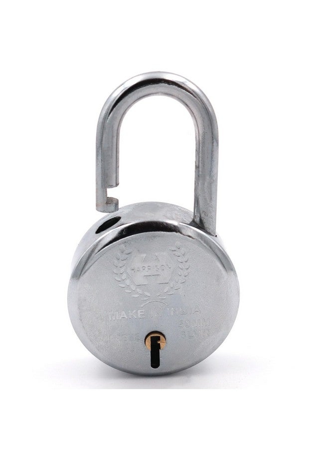 Harrison Padlocks/Round Padlock 50mm 6 Lever with 3 Keys J-SUPREME-0656/ Mild Steel Material/Bright Chrome Polished Finish/Door Lock, Shutter Lock, Godown Lock, gate Lock (Pack of 1, 50MM) - Image 4