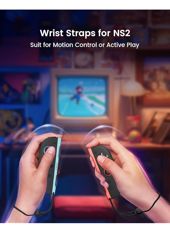 حزام معصم مُحسّن لجهاز Nintendo Switch 2 Joy Cons - حزام ألعاب عالمي يستشعر الحركة مع قبضة غير قابلة للانزلاق وفتحة إضاءة LED ووضع الماوس لتحسين التحكم - Image 4