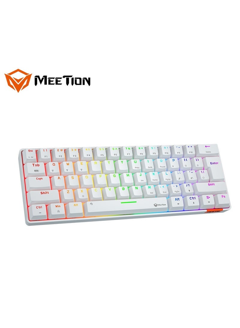 MEETION MK005BT Classic Style Dual Mode Bluetooth 60 Gaming Keyboard Ergonomic Design, Double Injection Processing, Mechanical Gaming Keyboard White - Image 4