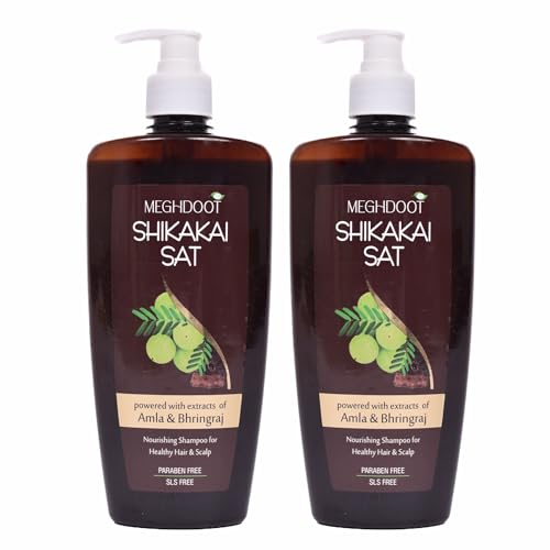 Meghdoot Ayurvedic Shikakai Shampoo Enriched With Natural Extract of Amla & Shikakai For Hair Fall Control Dandruff Control Strong & Thick Hair 400ml (Pack of 2) - Image 1