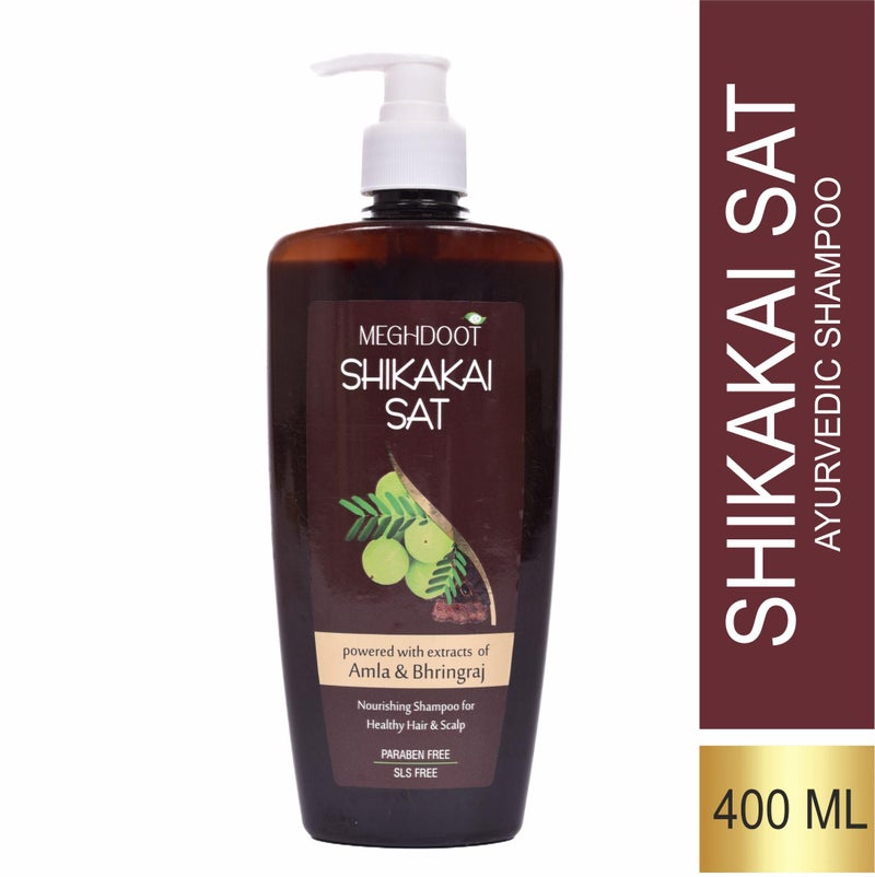 Meghdoot Ayurvedic Shikakai Shampoo Enriched With Natural Extract of Amla & Shikakai For Hair Fall Control Dandruff Control Strong & Thick Hair 400ml (Pack of 2) - Image 2