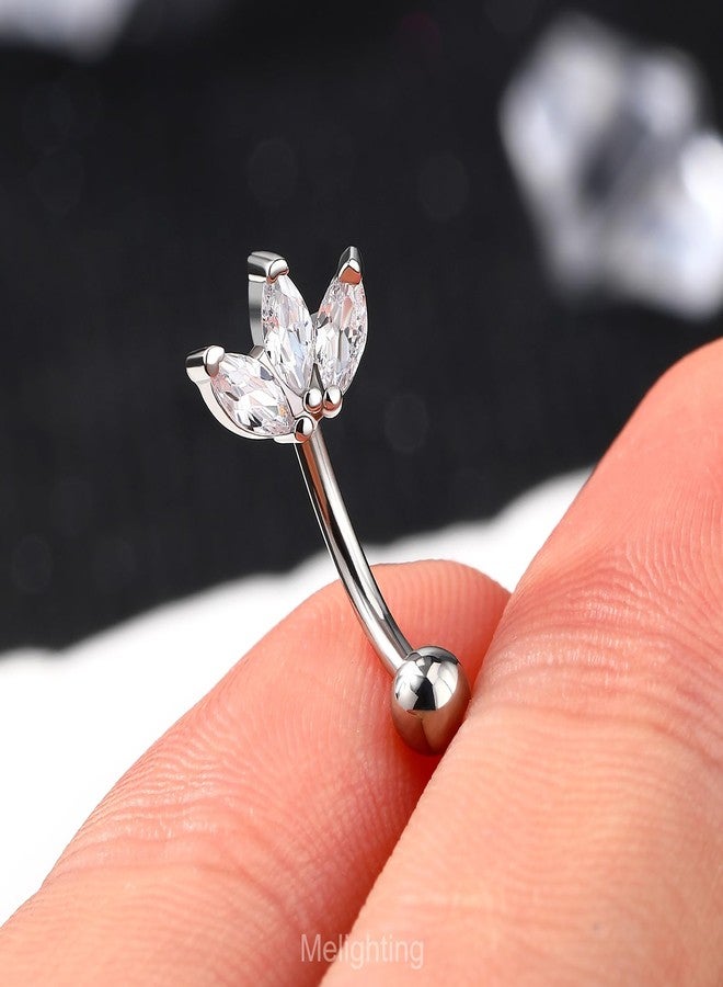 Melighting 16G Rook Earring Triple Marquice CZ Cartilage Earring Stainless Steel 316L Eyebrow Ring Stud Earring Eyebrow Jewellery 8mm Tragus Piercing Jewelry for Women - Image 2