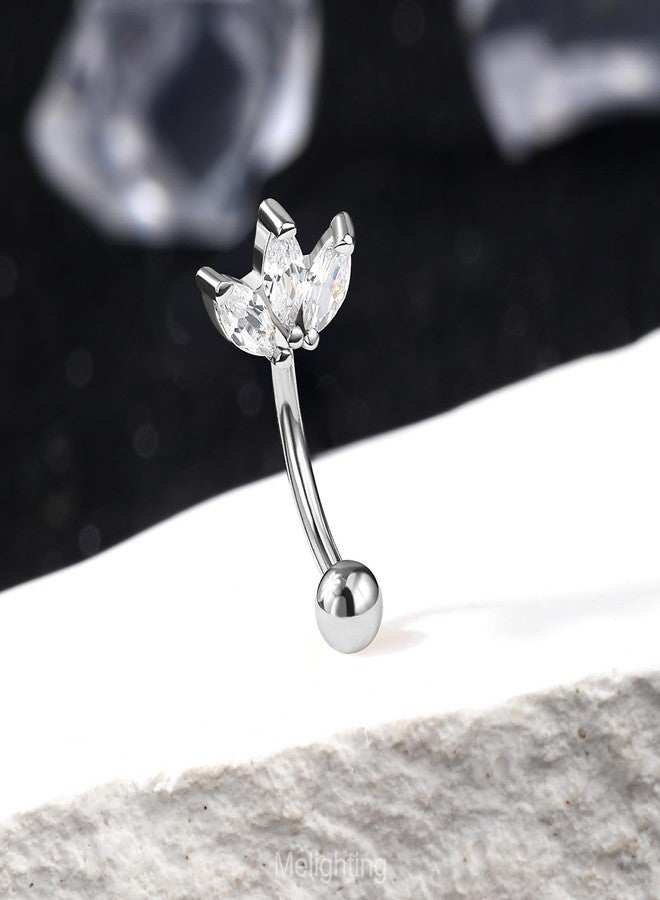 Melighting 16G Rook Earring Triple Marquice CZ Cartilage Earring Stainless Steel 316L Eyebrow Ring Stud Earring Eyebrow Jewellery 8mm Tragus Piercing Jewelry for Women - Image 3