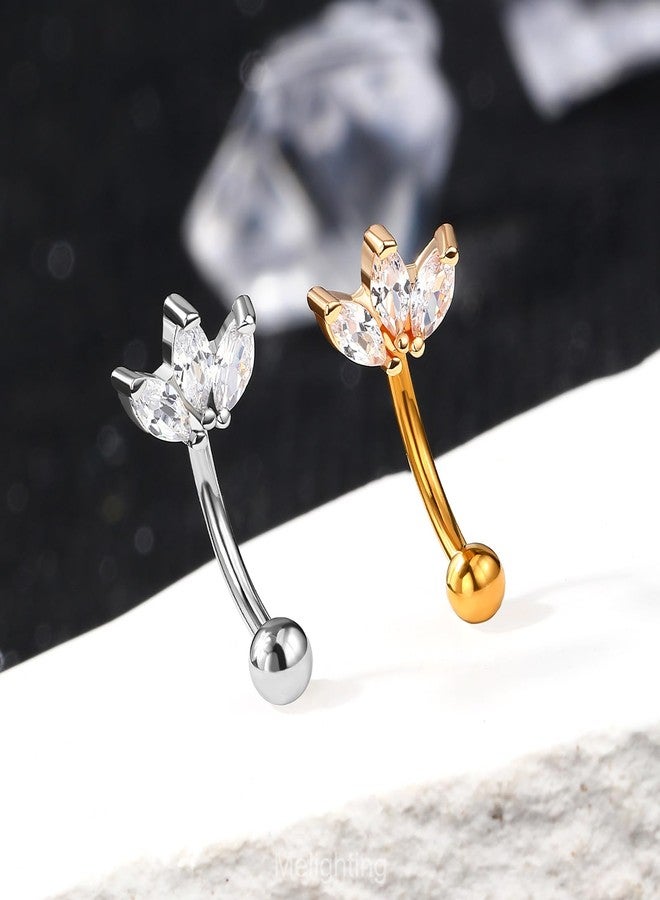 Melighting 16G Rook Earring Triple Marquice CZ Cartilage Earring Stainless Steel 316L Eyebrow Ring Stud Earring Eyebrow Jewellery 8mm Tragus Piercing Jewelry for Women - Image 4