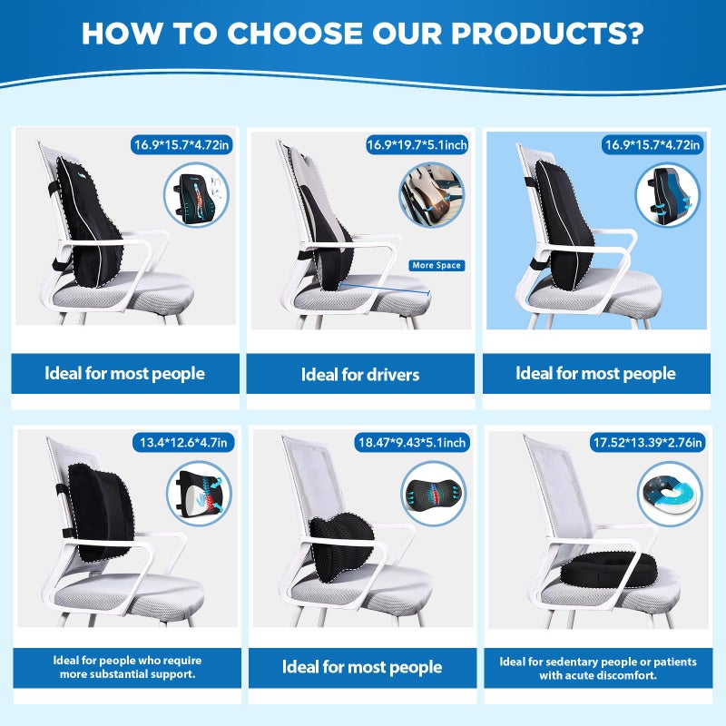 Niceeday Gel Lumbar Support Pillow for Office Chair Car Gaming Chair Lower Back Pain Relief Back Support, Cooling Memory Foam Cushion for not stand the heat, 3D Mesh Cover Ergonomic Orthopedic Back Rest - Image 4