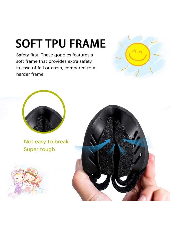 Kids Ski Goggles Helmet Compatible Snow Goggles For Baby &Toddler With 100% Uv Protection Age 0 4 (Black/Clear)
