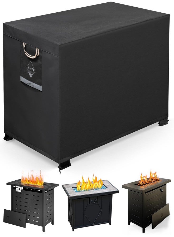 QH.HOME Fire Pit Cover Rectangular Super Waterproof 44" L x 28" W x 24" H, UPF 50+ Outdoor Fire Pit Table Cover 600D Strong Tear Resistant and Fading Resistant for Rectangular Fire Pit - Black - Image 1