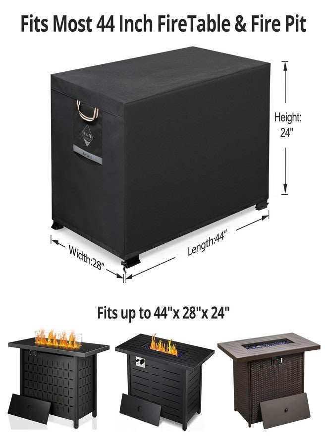 QH.HOME Fire Pit Cover Rectangular Super Waterproof 44" L x 28" W x 24" H, UPF 50+ Outdoor Fire Pit Table Cover 600D Strong Tear Resistant and Fading Resistant for Rectangular Fire Pit - Black - Image 2