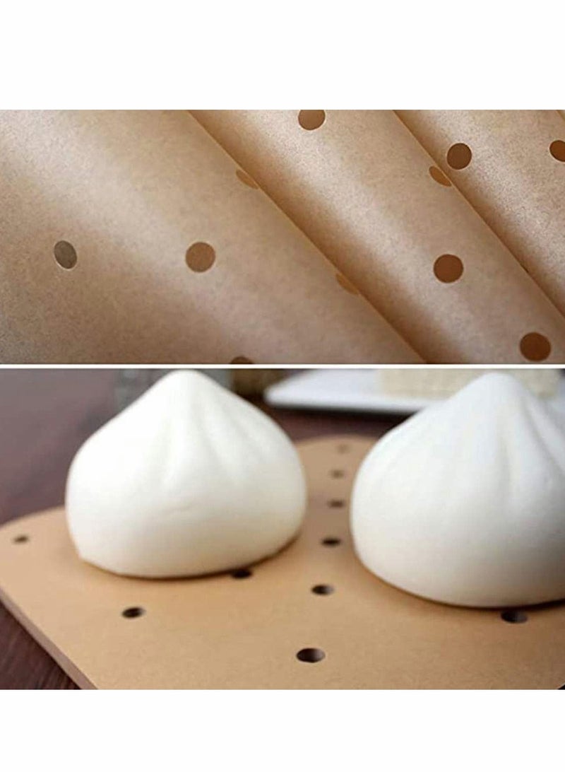 Excefore 200 قطعة فرش هواء محمر مربعة، حصيرة بخار غير لاصقة ورق معجنات مثقوب غير مبيضة تستخدم في خبز البسكويت، فرش هواء محمر قوية (7.5 بوصة، بني) - Image 2