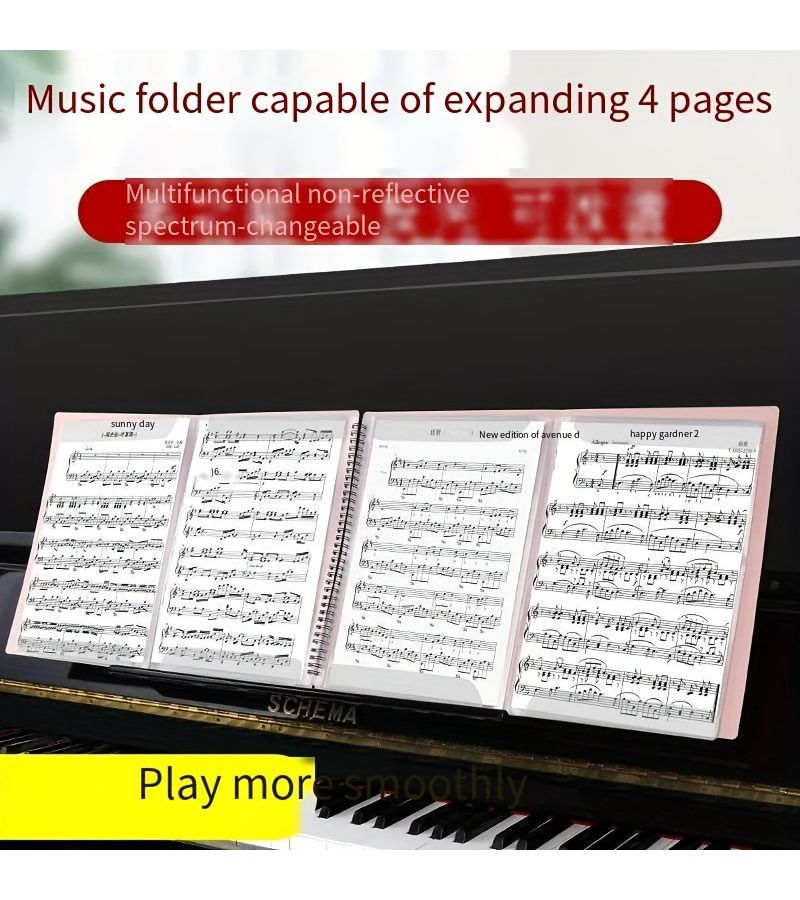 Black Sheet Music Clip Folder Non Reflective Editable Transparent Insert Rack Drum Piano Score Notebook - Image 5
