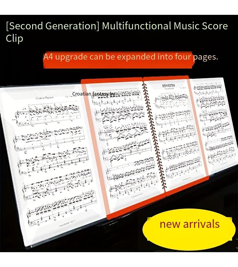 Black Sheet Music Clip Folder Non Reflective Editable Transparent Insert Rack Drum Piano Score Notebook - Image 3