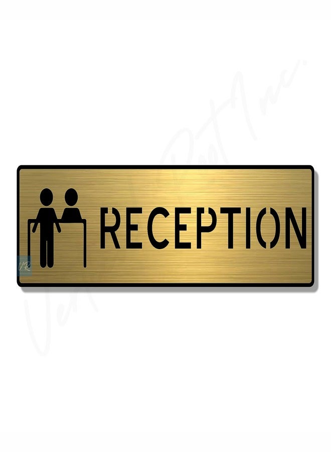 Vertical Root Inc RECEPTION Sign/Sticker-Premium Brush Gold Acrylic Front Office Signage.Modern,Durable.Self Adhesive(3m Tape) Ideal for office, Clinics, Mall, Hotels, Hospital,commercial space - Image 1