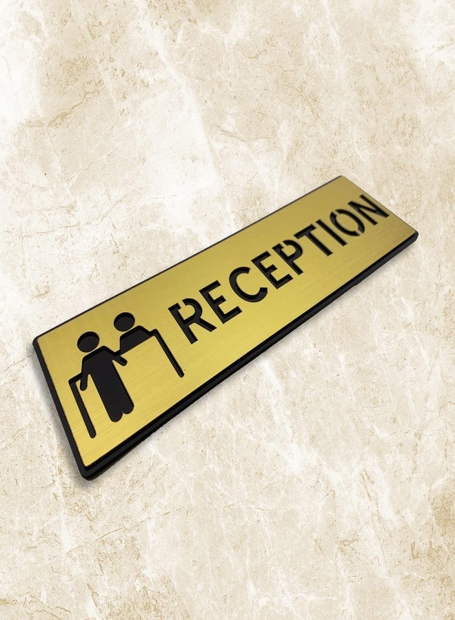 Vertical Root Inc RECEPTION Sign/Sticker-Premium Brush Gold Acrylic Front Office Signage.Modern,Durable.Self Adhesive(3m Tape) Ideal for office, Clinics, Mall, Hotels, Hospital,commercial space - Image 2