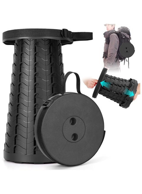 Portable Retractable Folding Stool, Adjustable, Collapsible Telescopic Safety Stool Sturdy and Lightweight, Load Capacity for Child Adults Seniors, With Adjustable Strap, Picnic Fishing Travel BBQ