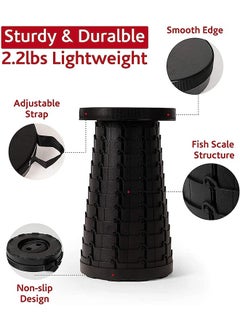Arabest Portable Retractable Folding Stool, Adjustable, Collapsible Telescopic Safety Stool Sturdy and Lightweight, Load Capacity for Child Adults Seniors, With Adjustable Strap, Picnic Fishing Travel BBQ  - Image 4