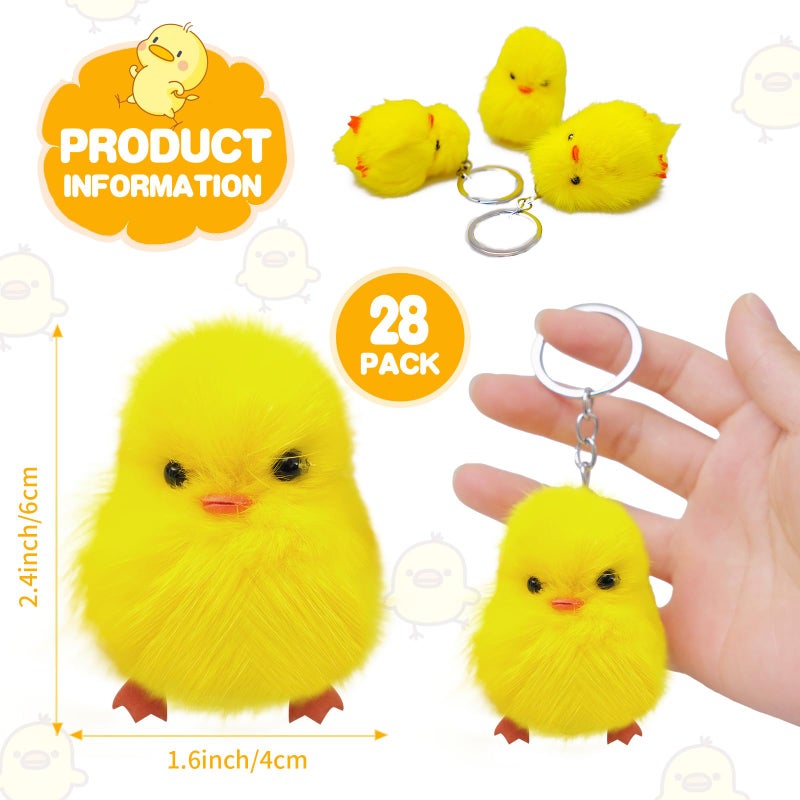 Olutacot 28 Pcs Small Chicken Keychain Easter Fluffy Chicks Mini Realistic Plush Chick Keychain for Easter Party Favors - Image 2