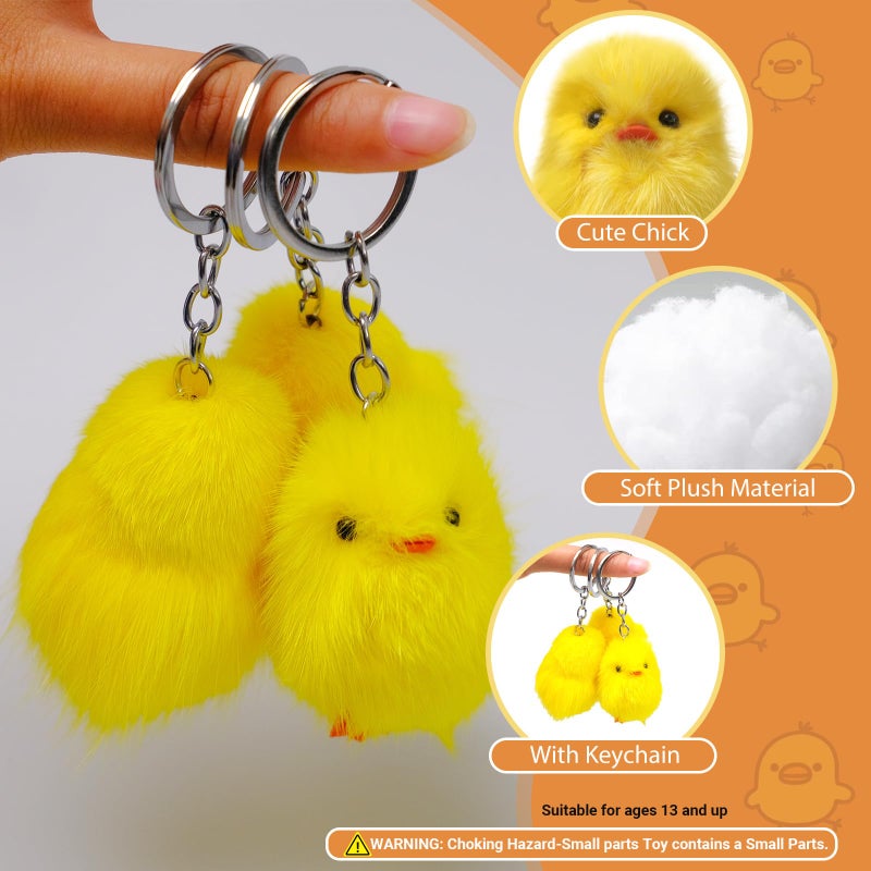 Olutacot 28 Pcs Small Chicken Keychain Easter Fluffy Chicks Mini Realistic Plush Chick Keychain for Easter Party Favors - Image 3
