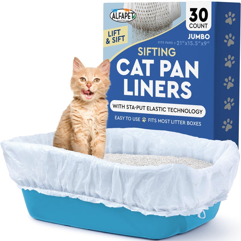 Alfapet Sifting Cat Litter Box Liners Jumbo 30 Count Pack of 5 TearResistant Cat Litter Bags Waterproof Kitty Litter Liners Fits Litterbox Pan Sizes XLarge XGiant 37 x 18 30 lb Capacity - Image 2