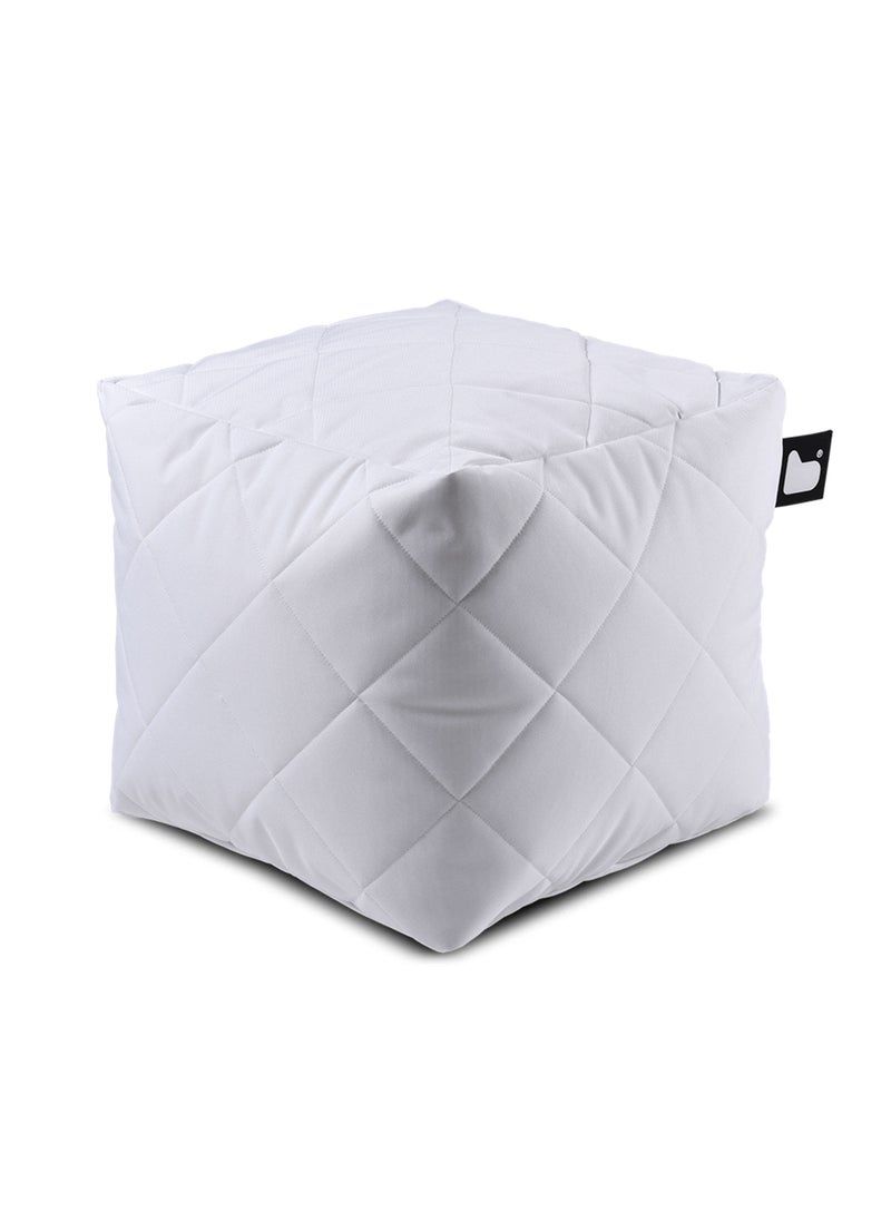 Extreme Lounging Extreme Lounging® - Original Quilted B-Box Pouf - Made in UK - Premium Quality Double Stitched Ottoman - UV Protected & Waterproof Stool, Ideal for Indoor & Outdoor Use - 40x40x40cm - White - Image 2