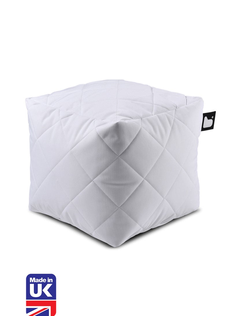 Extreme Lounging Extreme Lounging® - Original Quilted B-Box Pouf - Made in UK - Premium Quality Double Stitched Ottoman - UV Protected & Waterproof Stool, Ideal for Indoor & Outdoor Use - 40x40x40cm - White - Image 1
