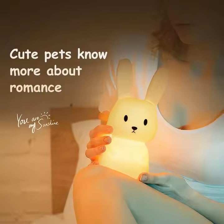 Desidiya® Big Bunny Rechargeable Silicone Night Lamp - LED Bunny Night Lamp, Kids Night Light, Nursery Decor, Birthday Gift, Silicone LED Light - Image 3