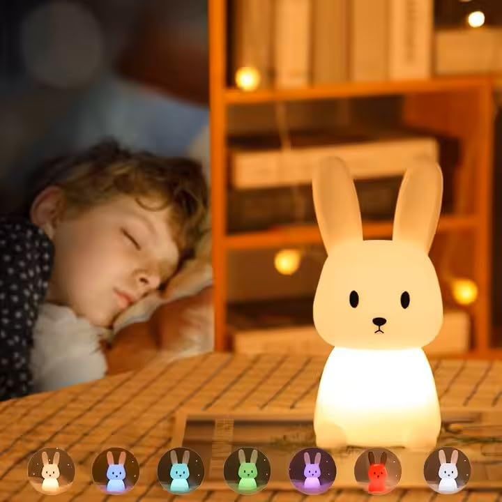 Desidiya® Big Bunny Rechargeable Silicone Night Lamp - LED Bunny Night Lamp, Kids Night Light, Nursery Decor, Birthday Gift, Silicone LED Light - Image 4