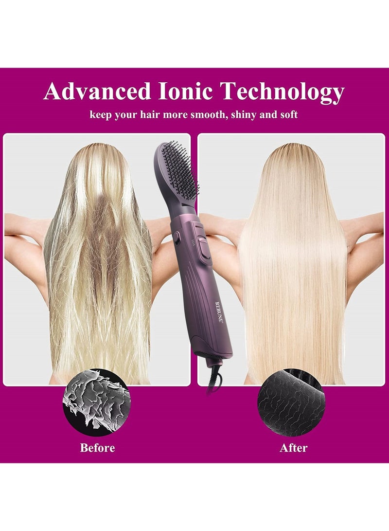 REBUNE New 1200W Hair Dryer Brush 3 In 1 Hot Air Styler RE-2025-2plus Purple - Image 2