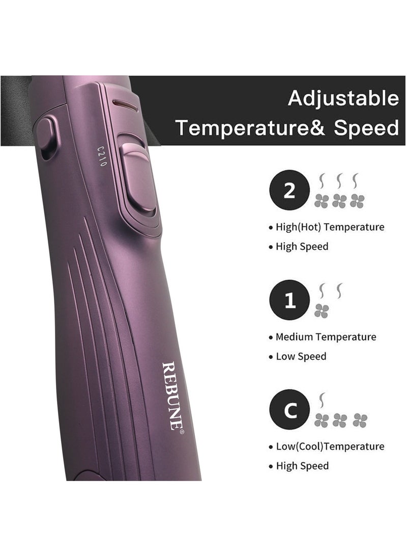 REBUNE New 1200W Hair Dryer Brush 3 In 1 Hot Air Styler RE-2025-2plus Purple - Image 3