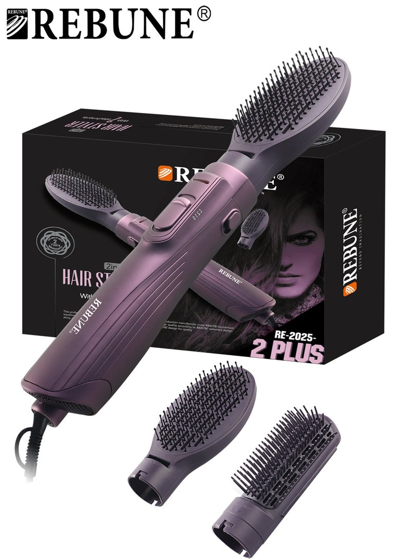 REBUNE New 1200W Hair Dryer Brush 3 In 1 Hot Air Styler RE-2025-2plus Purple - Image 1